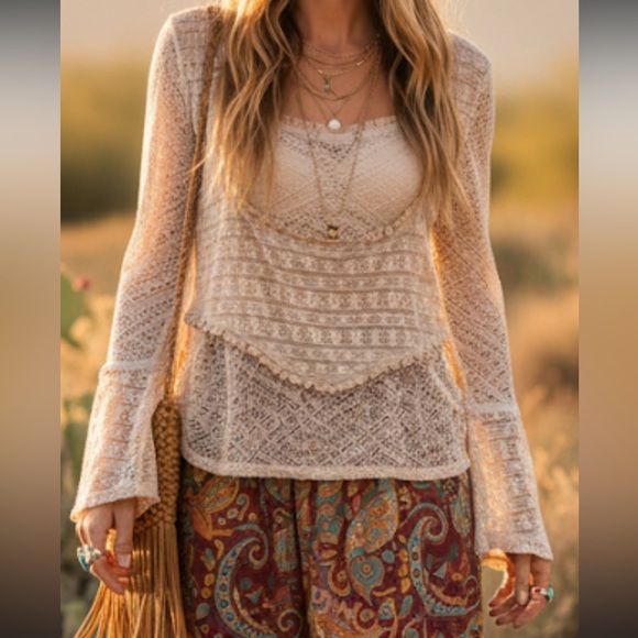 Free People Tops - Free People Cream Lace Blouse